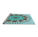 Sideview of Machine Washable Transitional Blue Rug, wshpat1894lblu