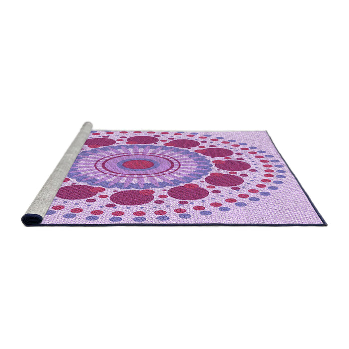 Sideview of Machine Washable Transitional Blossom Pink Rug, wshpat1894pur