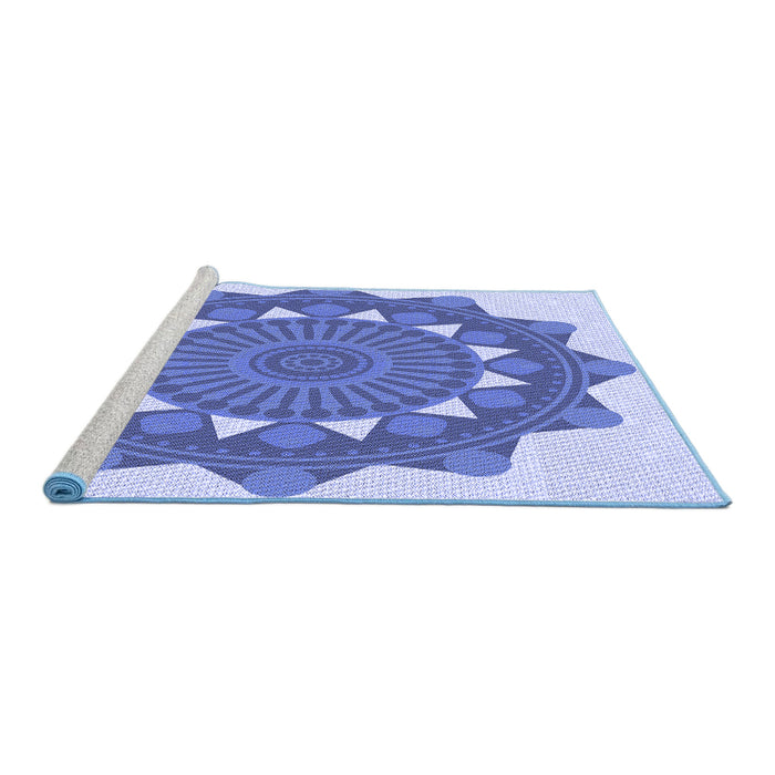 Sideview of Machine Washable Transitional Blue Rug, wshpat1895blu