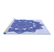 Sideview of Machine Washable Transitional Blue Rug, wshpat1895blu