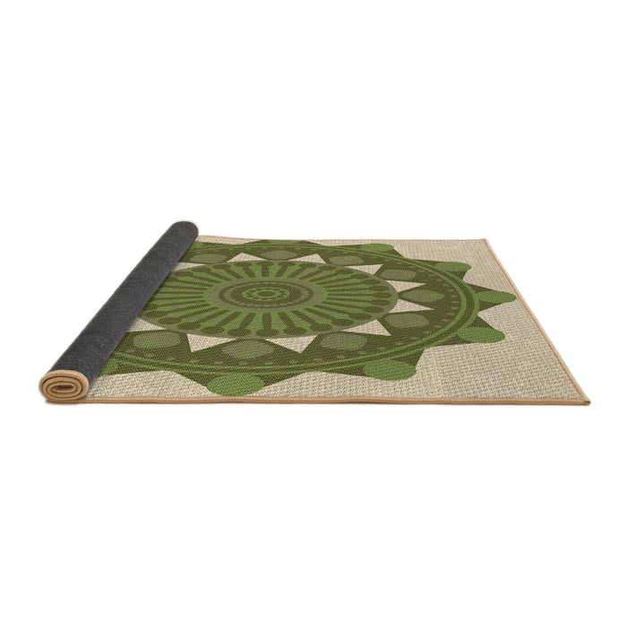 Thickness of Patterned Olive Green Rug, pat1895brn