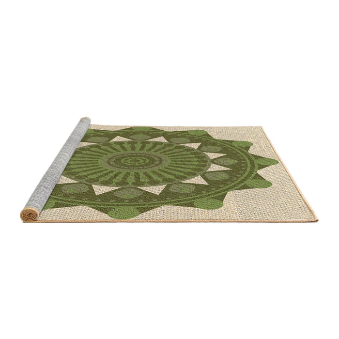 Sideview of Machine Washable Transitional Olive Green Rug, wshpat1895brn