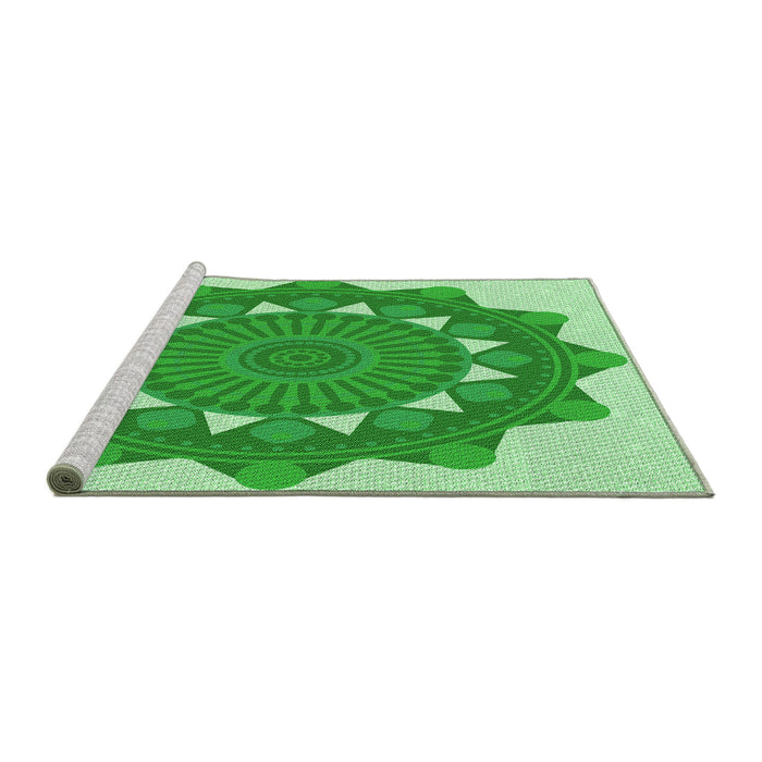 Sideview of Machine Washable Transitional Jade Green Rug, wshpat1895grn