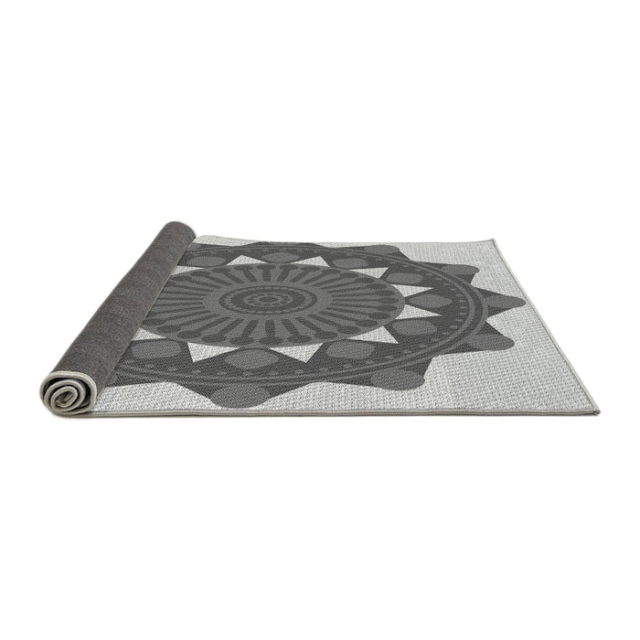 Closeup of Patterned Carbon Gray Rug, pat1895gry