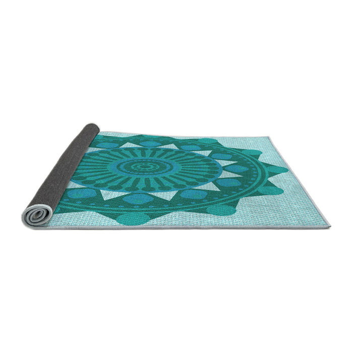 Thickness of Patterned Light Sea Green Rug, pat1895lblu