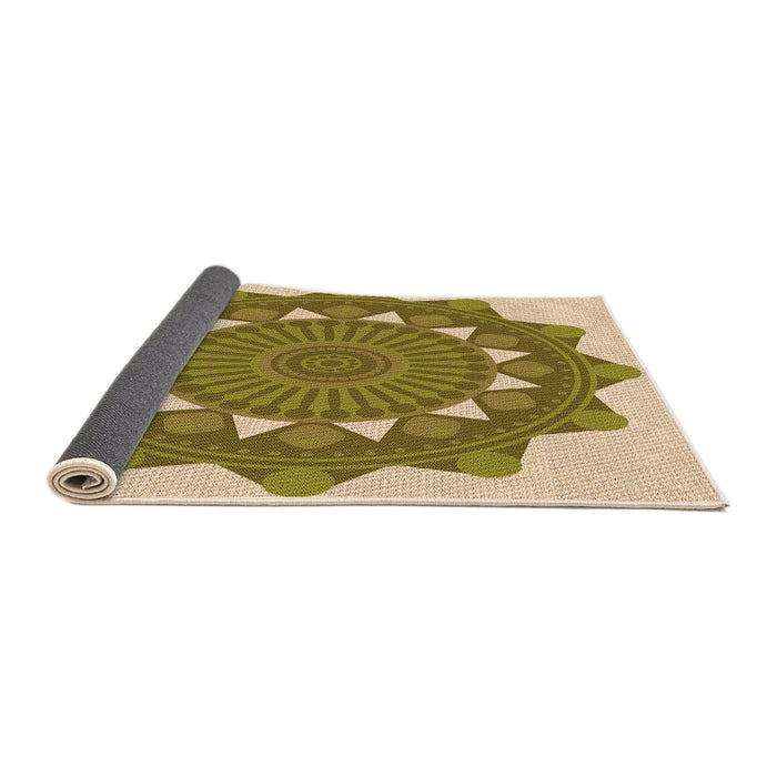 Thickness of Patterned Dark Yellow Green Rug, pat1895org