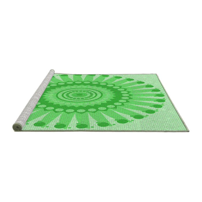 Sideview of Machine Washable Transitional Green Rug, wshpat1896grn