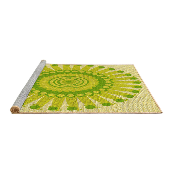 Sideview of Machine Washable Transitional Green Rug, wshpat1896yw