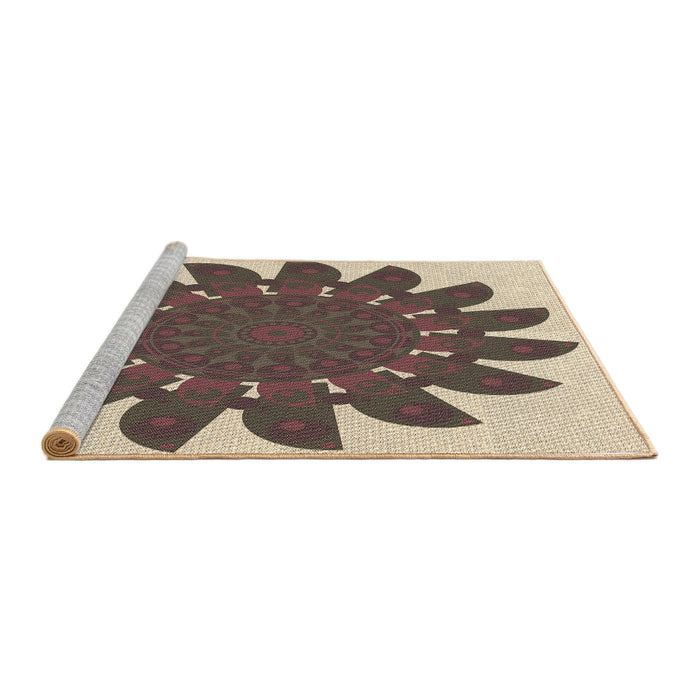 Sideview of Machine Washable Transitional Sepia Brown Rug, wshpat1897brn