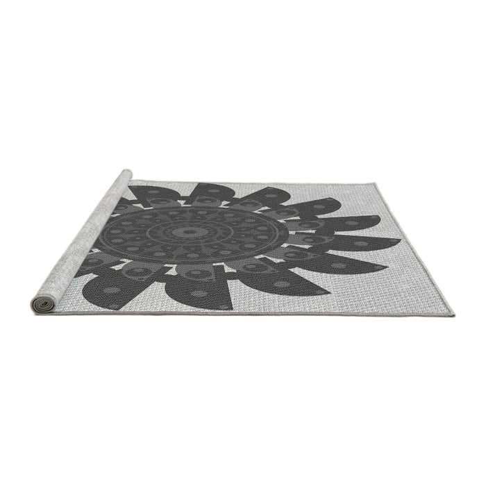 Sideview of Machine Washable Transitional Platinum Silver Gray Rug, wshpat1897gry