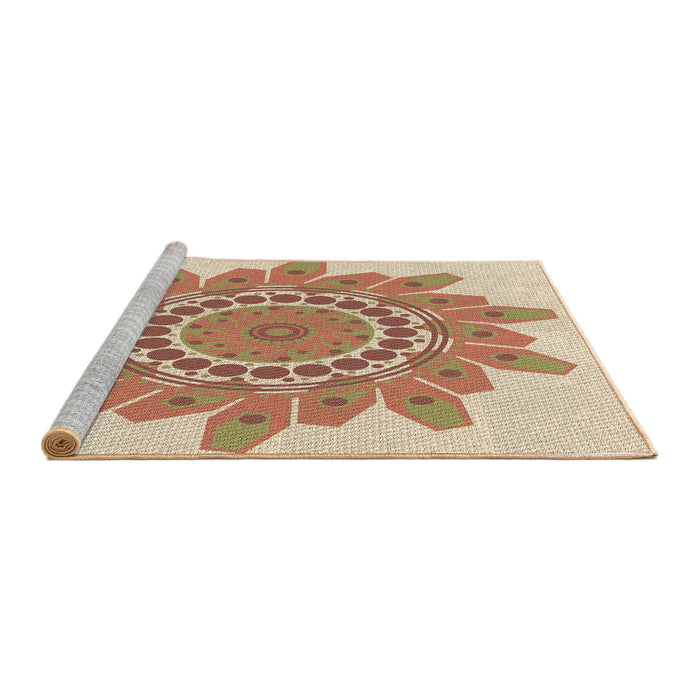 Sideview of Machine Washable Transitional Khaki Gold Rug, wshpat1898brn