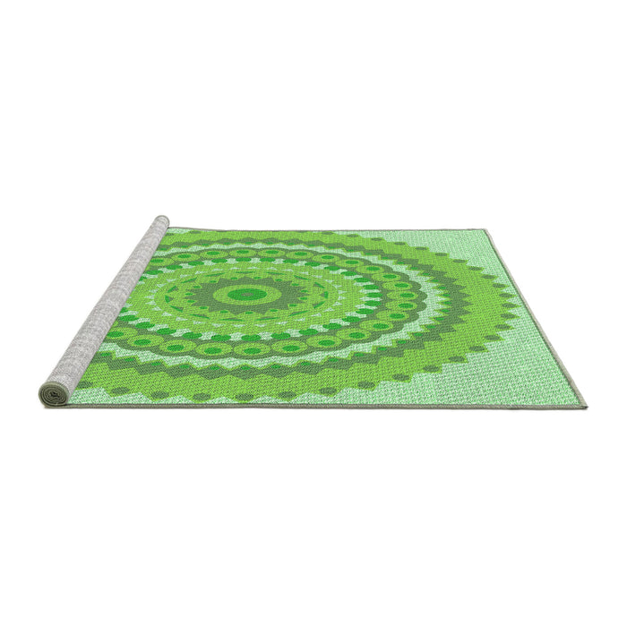 Sideview of Machine Washable Transitional Jade Green Rug, wshpat1899grn
