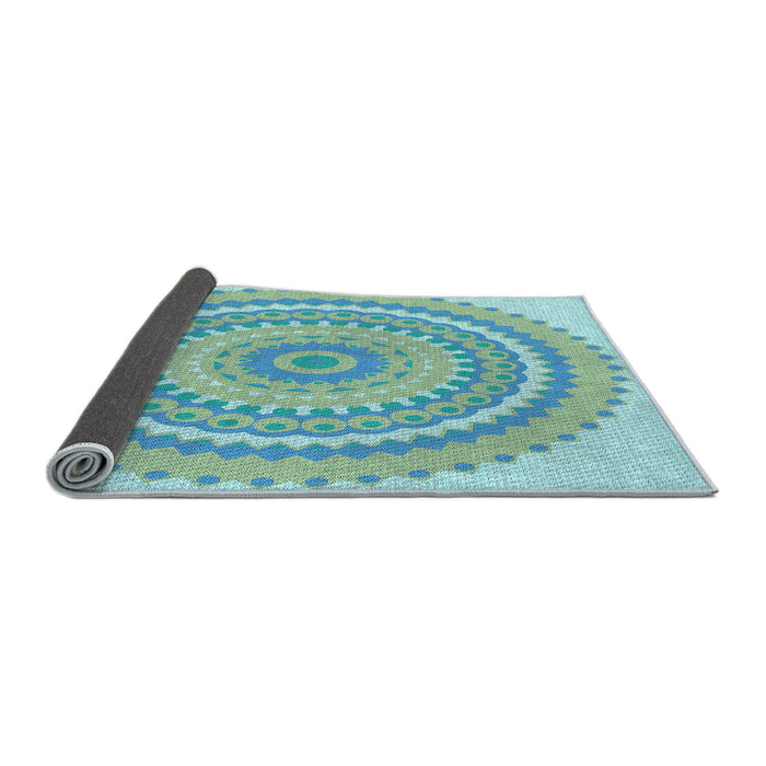 Thickness of Patterned Aquamarine Green Rug, pat1899lblu
