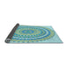 Thickness of Patterned Aquamarine Green Rug, pat1899lblu