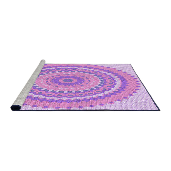 Sideview of Machine Washable Transitional Blossom Pink Rug, wshpat1899pur