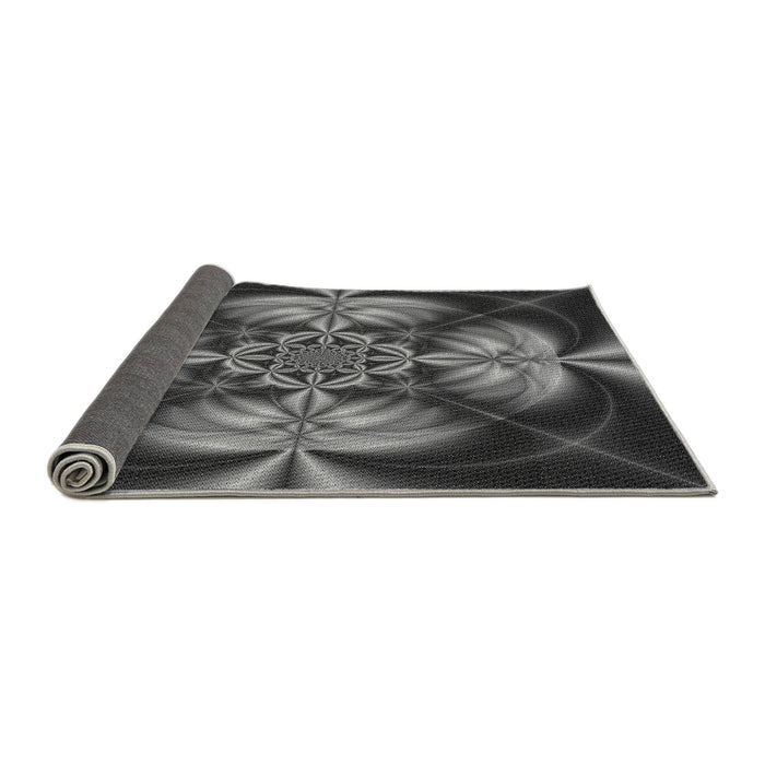 Thickness of Patterned Charcoal Black Rug, pat190gry