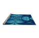 Sideview of Machine Washable Transitional Blueberry Blue Rug, wshpat190lblu