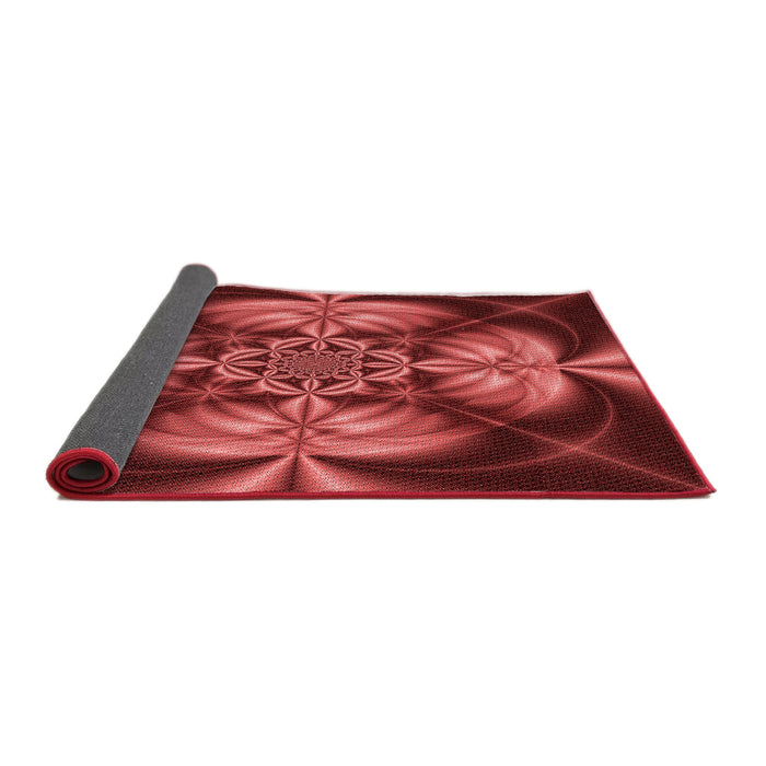 Thickness of Patterned Crimson Red Rug, pat190rd