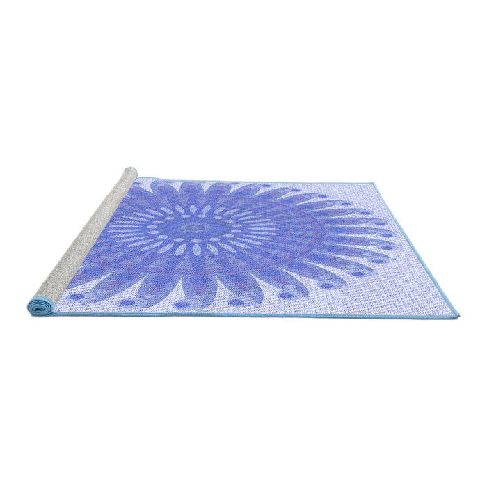 Sideview of Machine Washable Transitional Light Slate Blue Rug, wshpat1900blu