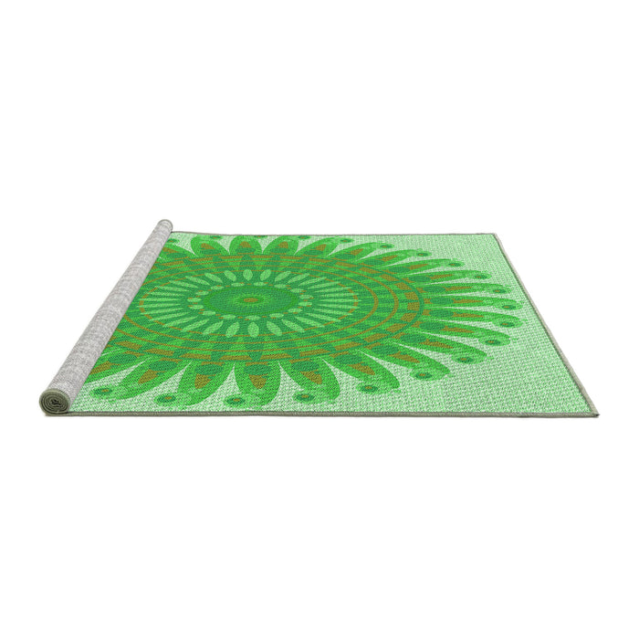 Sideview of Machine Washable Transitional Green Rug, wshpat1900grn