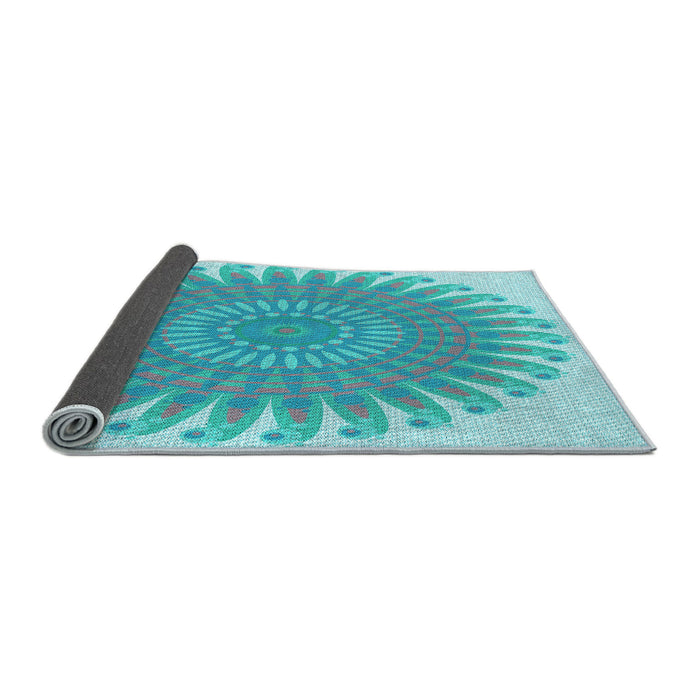 Thickness of Patterned Macaw Blue Green Rug, pat1900lblu