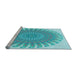 Sideview of Machine Washable Transitional Macaw Blue Green Rug, wshpat1900lblu