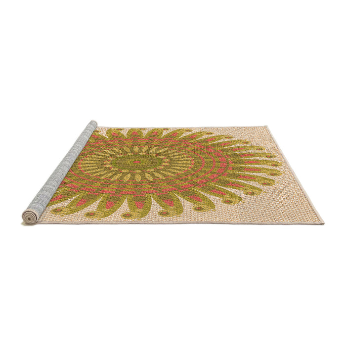 Sideview of Machine Washable Transitional Yellow Rug, wshpat1900org