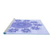 Sideview of Machine Washable Transitional Blue Rug, wshpat1901blu