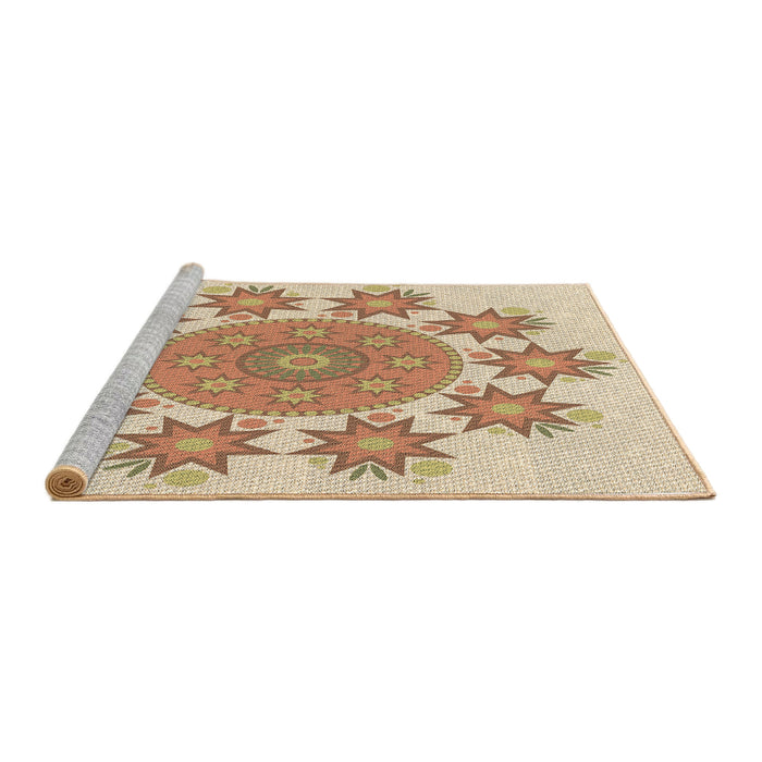 Sideview of Machine Washable Transitional Khaki Gold Rug, wshpat1901brn