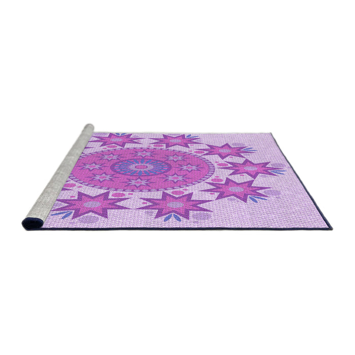 Sideview of Machine Washable Transitional Blossom Pink Rug, wshpat1901pur