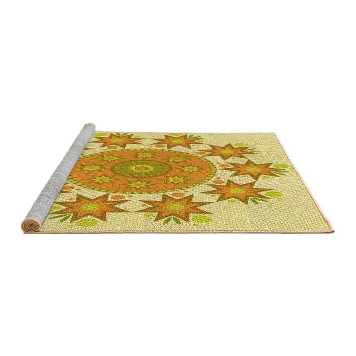 Sideview of Machine Washable Transitional Orange Rug, wshpat1901yw
