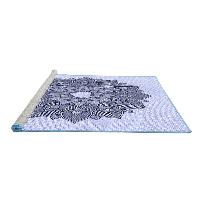 Sideview of Machine Washable Transitional Lavender Blue Rug, wshpat1902blu