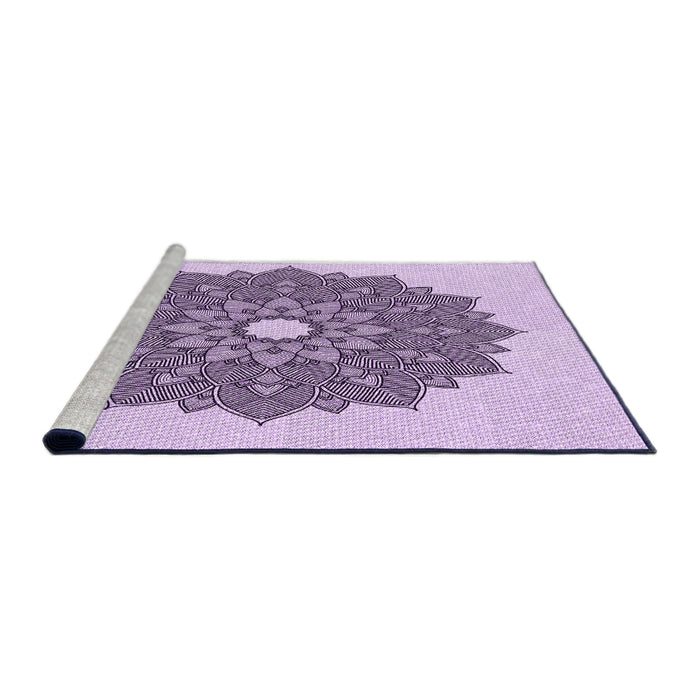 Sideview of Machine Washable Transitional Purple Flower Purple Rug, wshpat1902pur