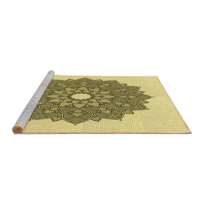 Sideview of Machine Washable Transitional Mustard Yellow Rug, wshpat1902yw