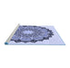 Sideview of Machine Washable Transitional Blue Rug, wshpat1903blu