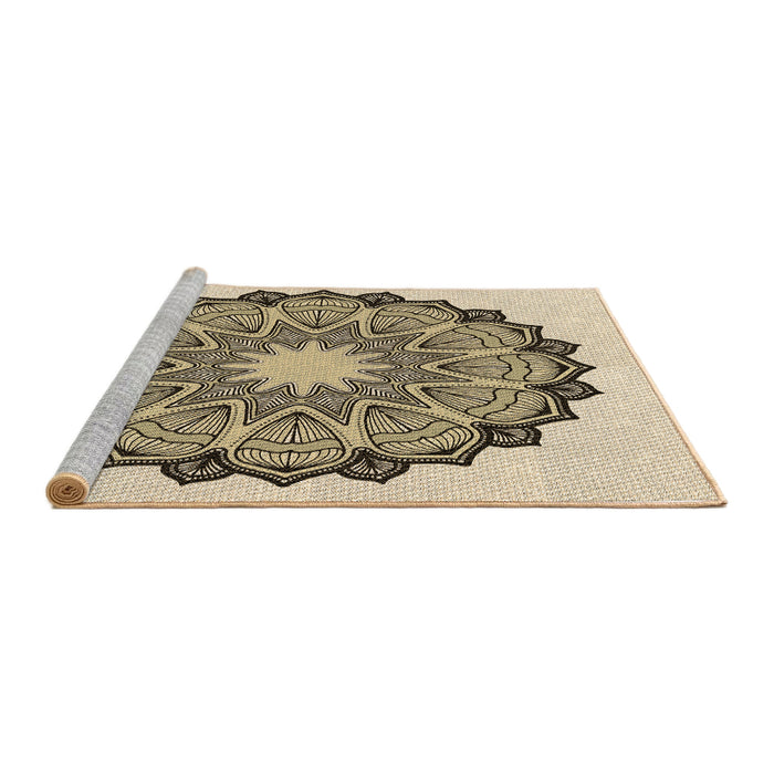 Sideview of Machine Washable Transitional Khaki Gold Rug, wshpat1903brn