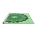 Sideview of Machine Washable Transitional Green Rug, wshpat1903grn