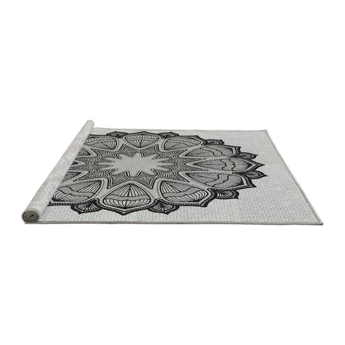 Sideview of Machine Washable Transitional Ash Gray Rug, wshpat1903gry