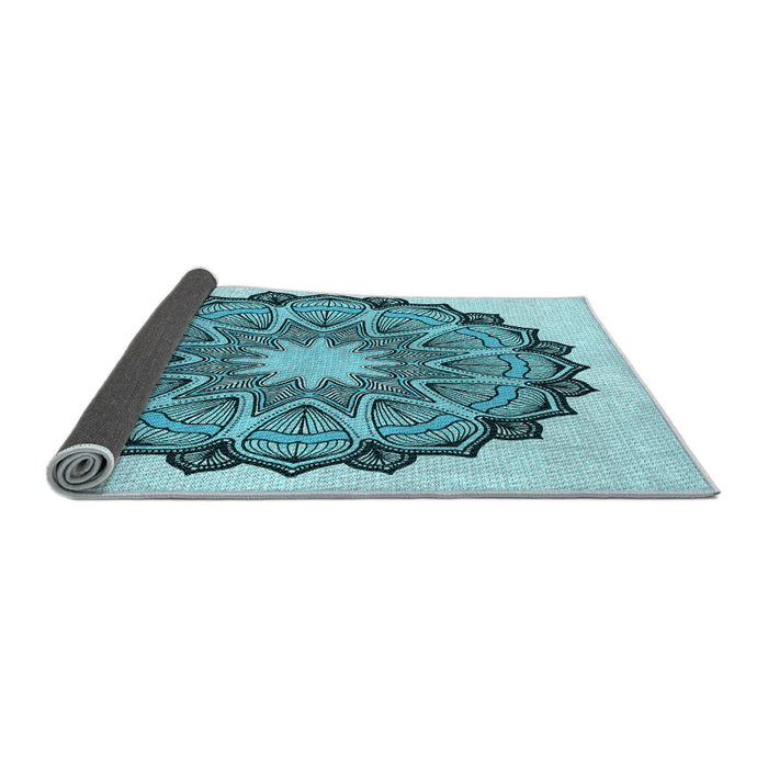 Thickness of Patterned Aquamarine Stone Green Rug, pat1903lblu