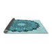 Thickness of Patterned Aquamarine Stone Green Rug, pat1903lblu