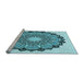 Sideview of Machine Washable Transitional Aquamarine Stone Green Rug, wshpat1903lblu