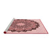 Sideview of Machine Washable Transitional Pink Rug, wshpat1903rd