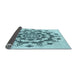 Thickness of Patterned Deep-Sea Green Rug, pat1904lblu