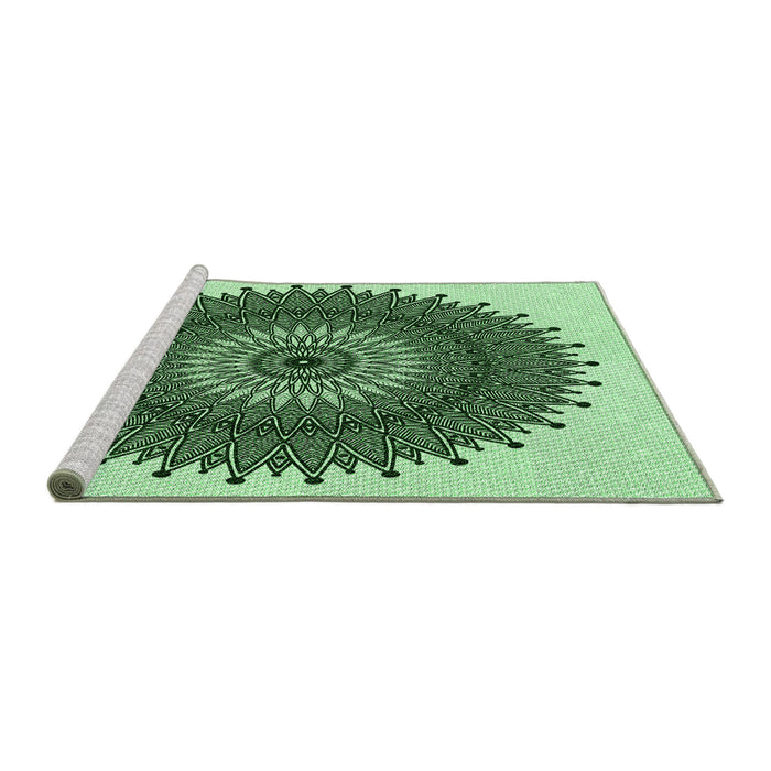 Sideview of Machine Washable Transitional Medium Forest Green Rug, wshpat1905grn