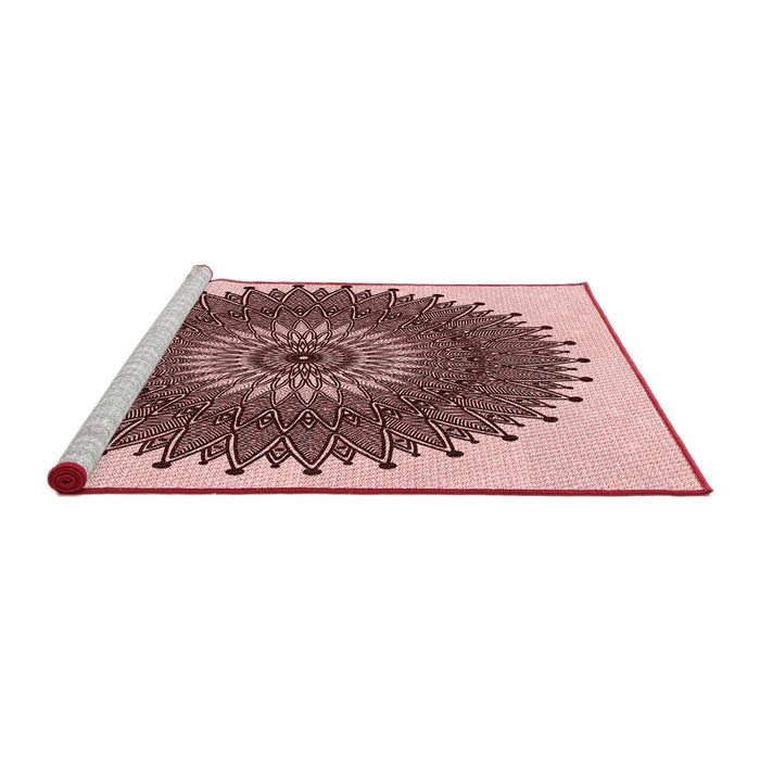 Sideview of Machine Washable Transitional Pink Rug, wshpat1905rd