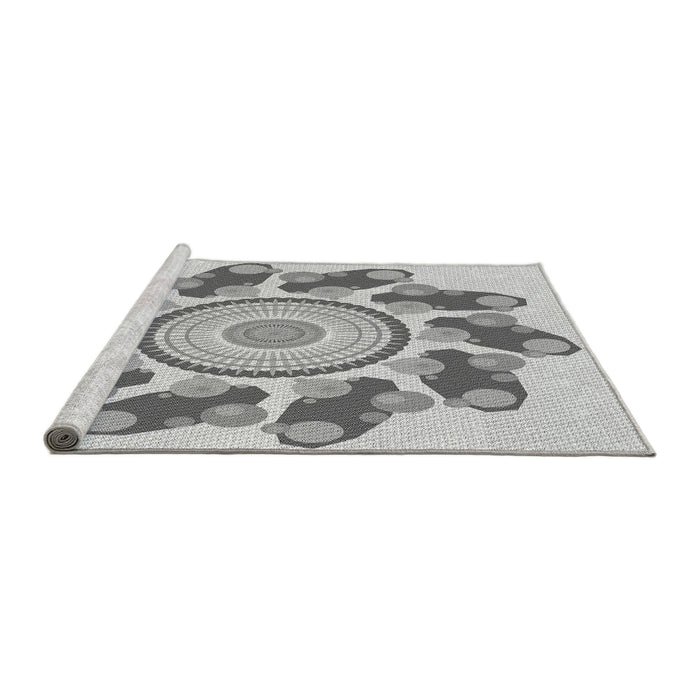 Sideview of Machine Washable Transitional Gray Rug, wshpat1906gry