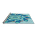 Sideview of Machine Washable Transitional Blue Rug, wshpat1906lblu