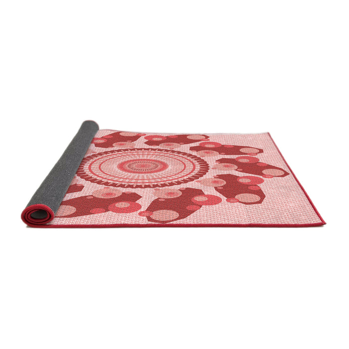 Thickness of Patterned Deep Rose Pink Rug, pat1906rd