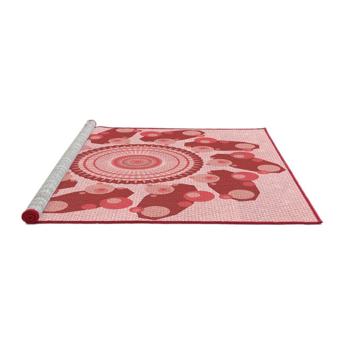 Sideview of Machine Washable Transitional Deep Rose Pink Rug, wshpat1906rd