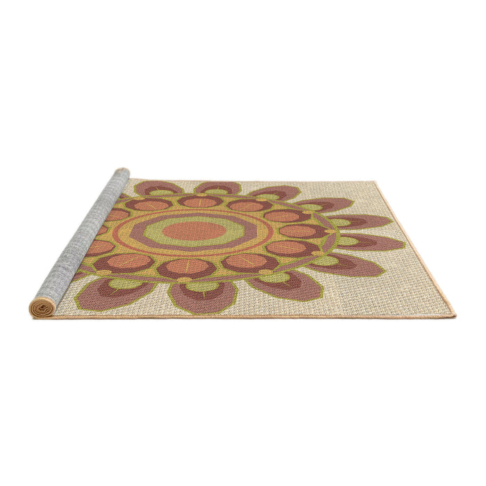 Sideview of Machine Washable Transitional Brown Gold Rug, wshpat1907brn